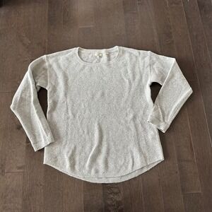 Fat Face Waffle Knit Sweater Scoop Hem Minimalist Classic Heathered Gray 6
